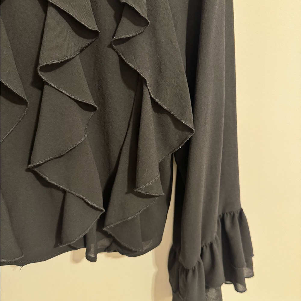 Zara Black Ruffle Top - Picture 3 of 4